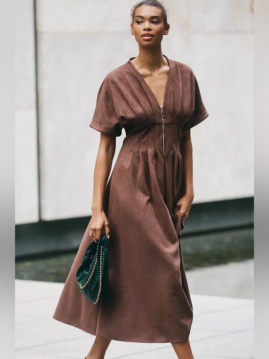 Exquise Dresses & Skirts - NEW Anthropologie Exquise The Tobie Faux-Suede Shirt Dress